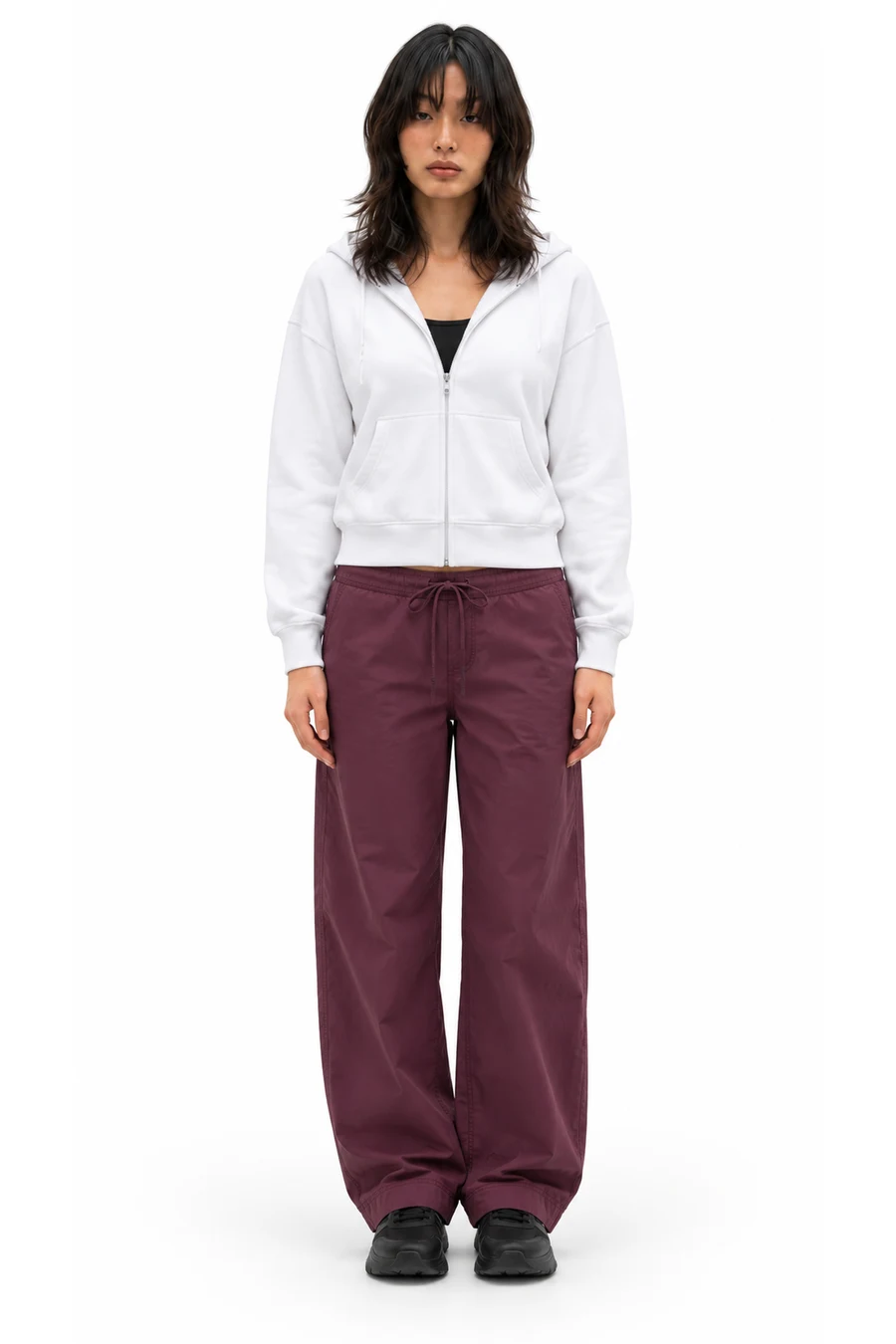 AI outfit preview: Hollister Feel Good Reversible Zip-Up Hoodie, Hollister Remi Ultra Low-Rise Poplin Baggy Cinch Pants