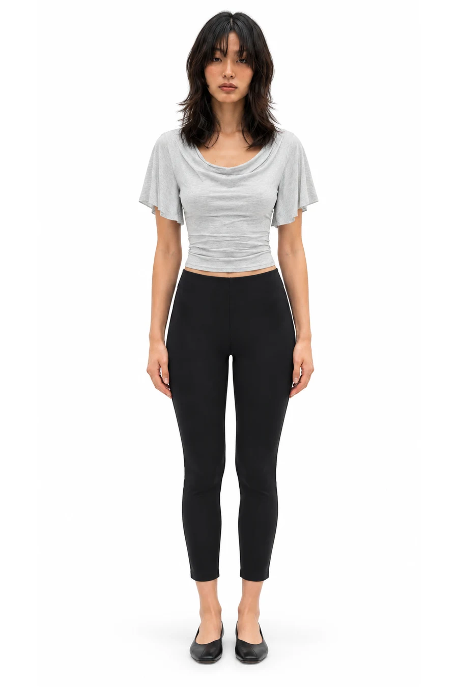 AI outfit preview: Demi Knit Top, Jill Cropped Knit Pants, Women's Blaine Flats
